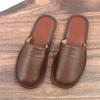 Closed-Toe Cowhide Slippers with Thickened Non-Slip Sole for All Seasons