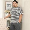 Mei Ji Yun Men's 5XL Pure Cotton Pajama Set - Short Sleeve Top & Long Pants, Plus Size, Round Neck