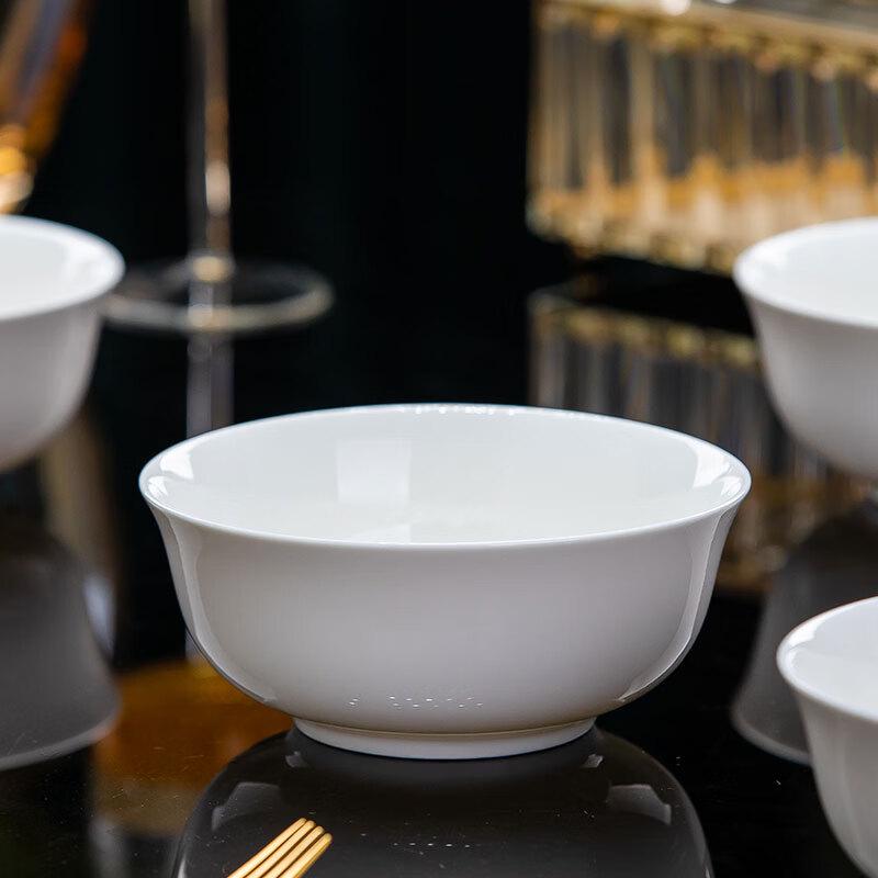 Minimalist Pure White Jingdezhen Ceramic 6-Inch Bowls (4-Pack)