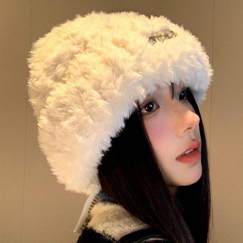 Wool Hat Autumn and Winter Women's New Versatile Knitted Bag Head Warm White Cold Hat Big Head Circumference Cold Protection