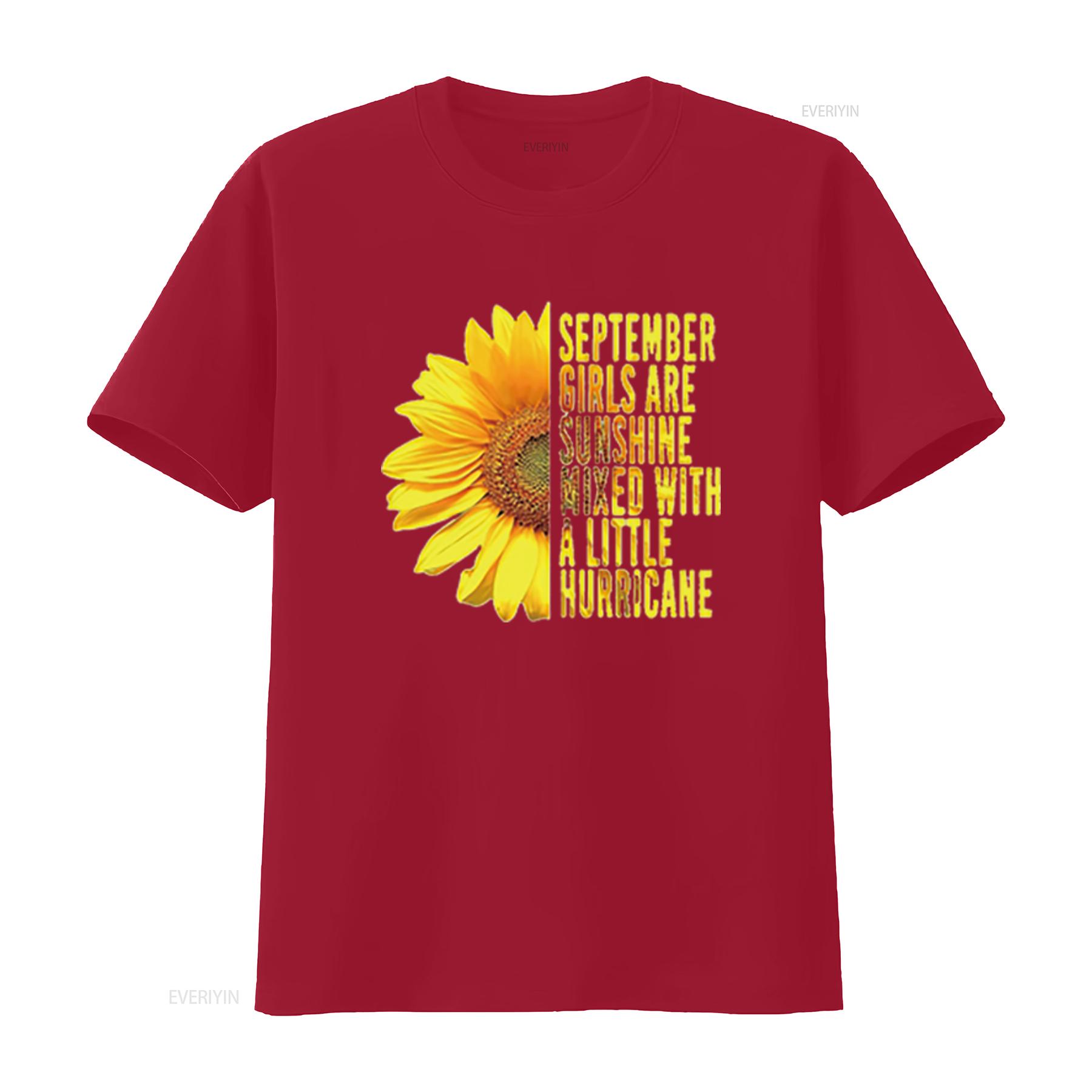 September Women Birthday Sunflower Funny Quote T Shirt White M vintage Washed Unisex Casual graphic Comfortable Soft S