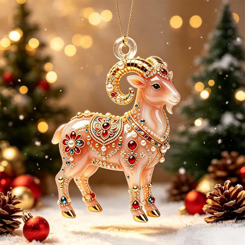 Christmas Hanging Sheep Ornament Cute Flat Acrylic Lamb Pendant Suitable for Xmas Tree Office Holiday Decor