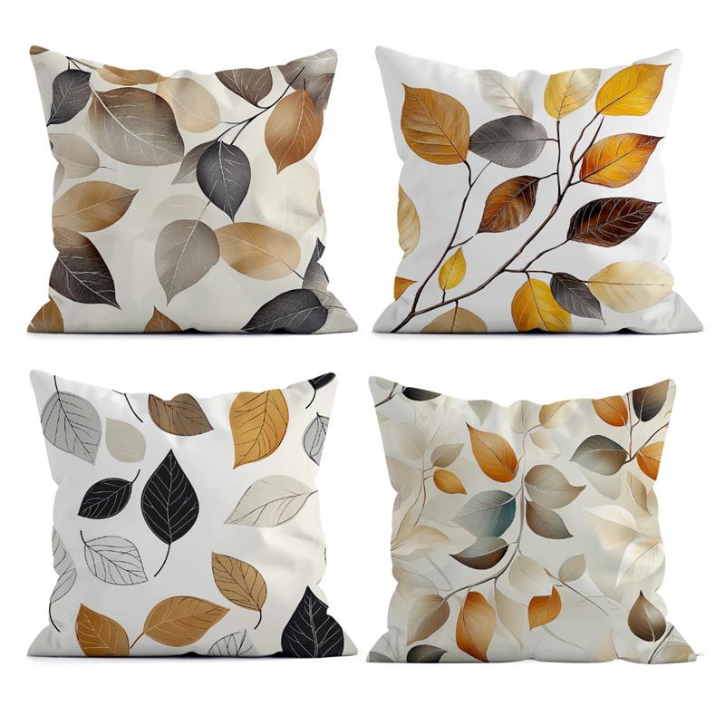 1 Pc 45X45 Cm Leaf Pattern Cushion Cover For Living Room Sofa Bedroom Home Decor Square Autumn Pillowcase Waist Pillow Cover