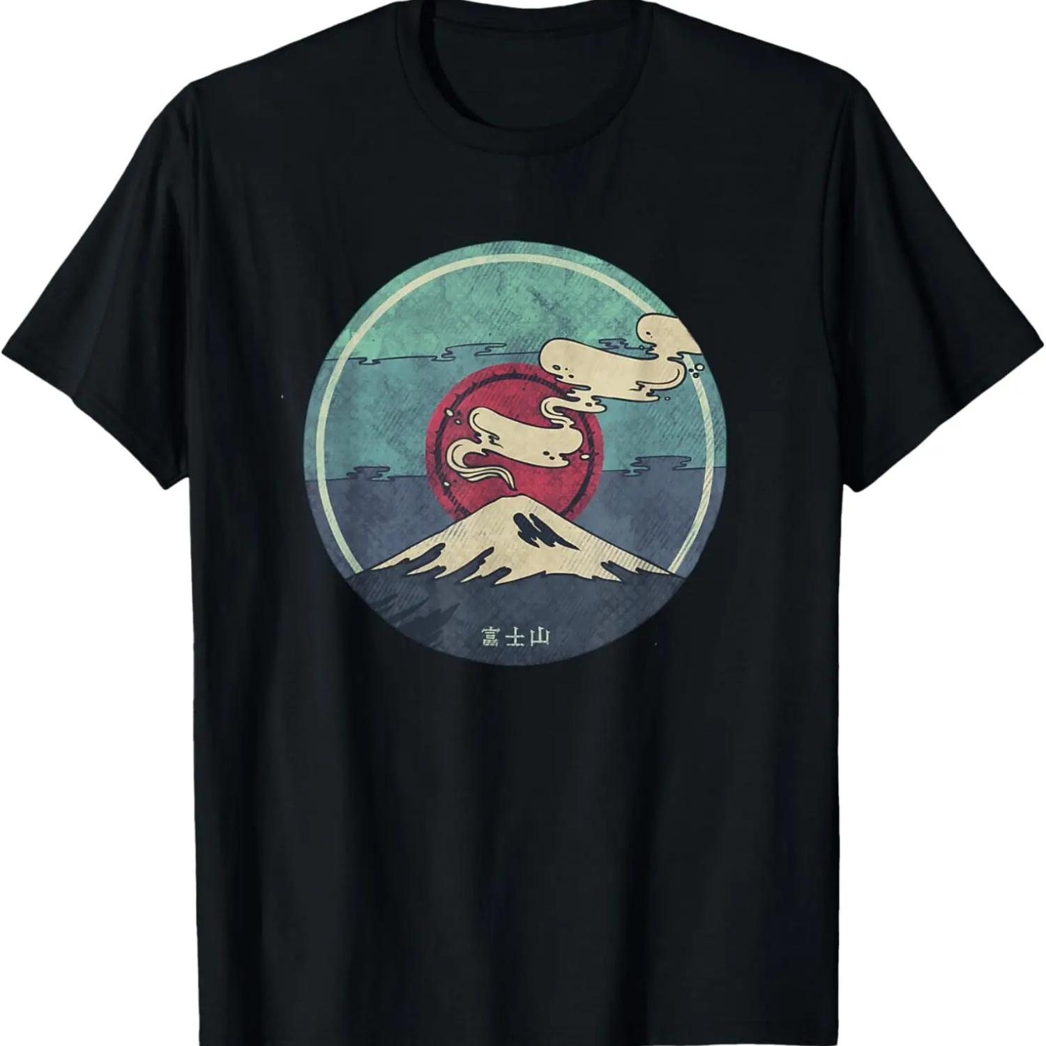 Mount Fuji Retro Style T-Shirt T-Shirt S чёрный