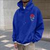 Unisex Long Sleeve Rose Print Pullover Hoodie with Front Pocket for Everyday Wear