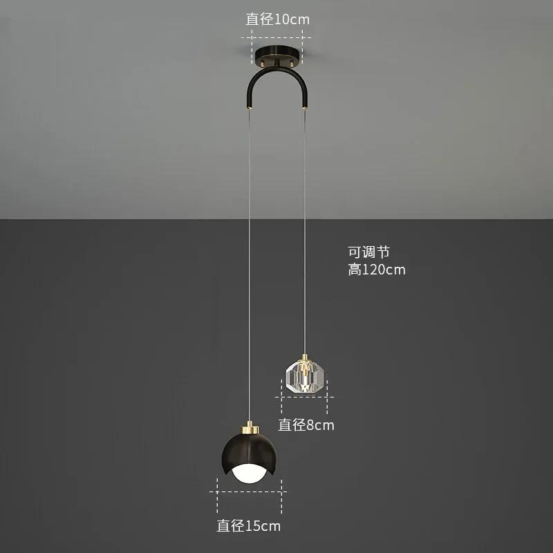 Modern Simple Crystal Pendant Light Luxury Bedroom Bedside Hanging Lamp Nordic Minimalist Long Line Living Room Home Decor