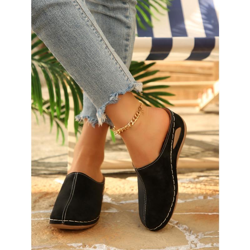Women's Summer Wedge Closed-Toe Slip-On Slide Sandals, Casual Comfort Footwear, Available In Large Sizes.