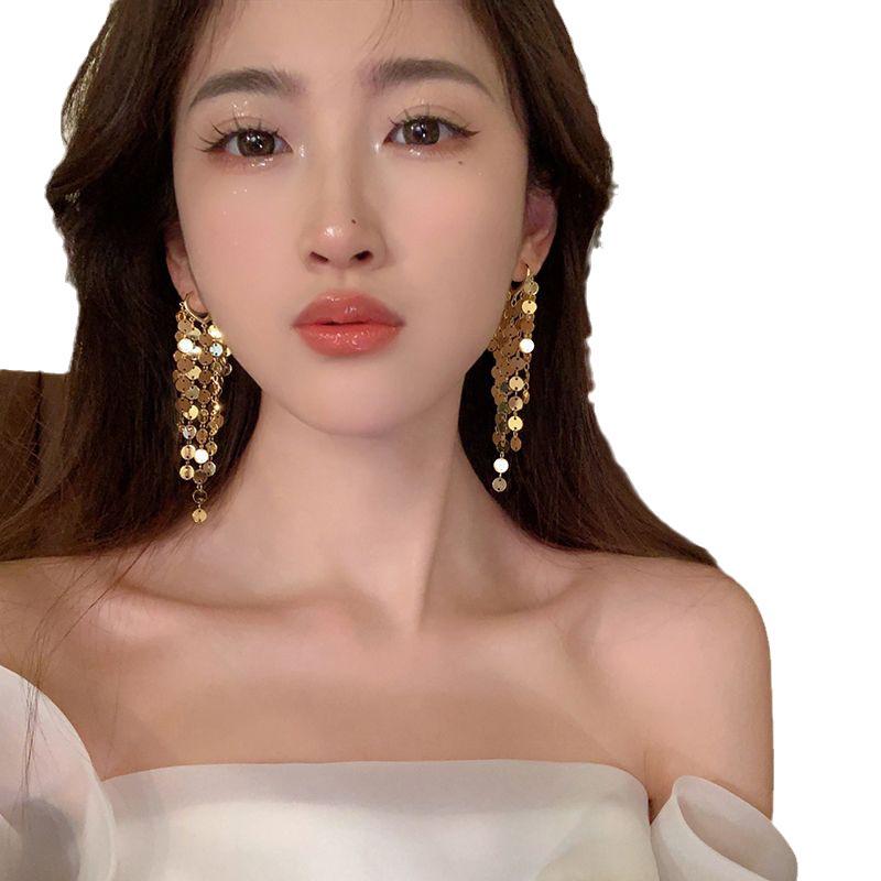 2023 Exquisite High-End Sequined Tassel Earrings: Light Luxury, Anti-Allergic, New Style Dangle Jewelry for Women