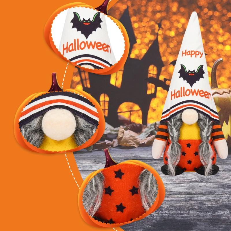 Halloweenský trpaslík dýňový netopýr Dekorace pro panenky bez tváře 2ks pan a paní skandinávský Tomtes stolní ozdoba vrstvený podnos