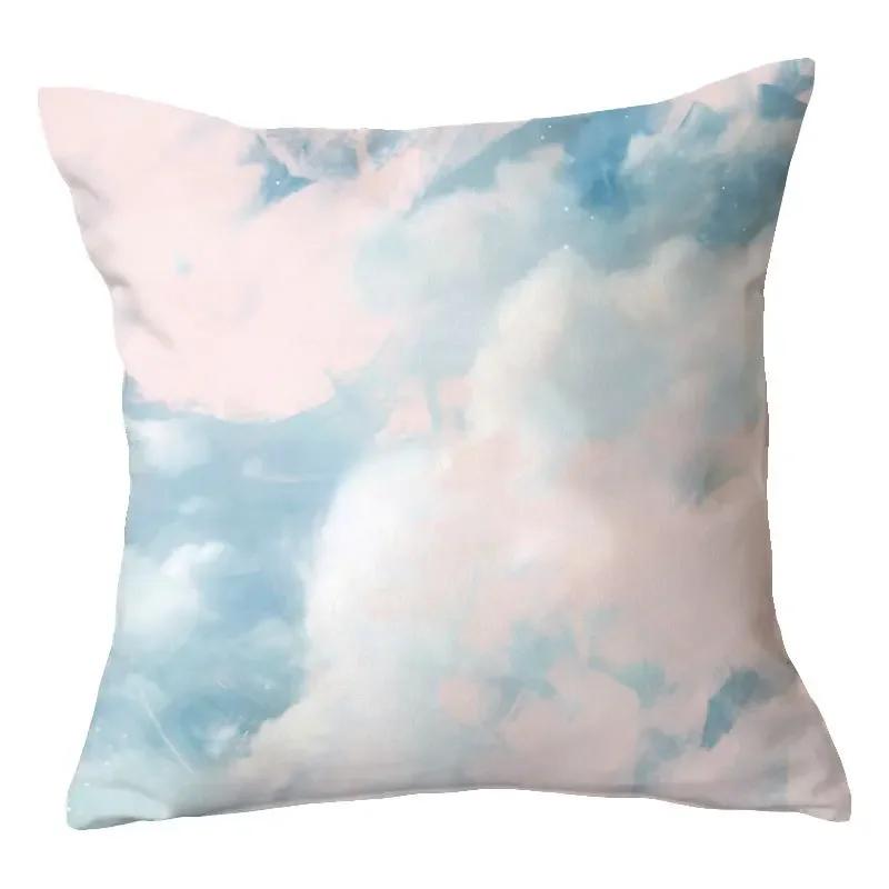 Beautiful Scenery Pillowcase Peach Leather Decorative Cushion Cover Office Home Sofa Decorative Cushion Cover