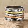Retro Bohemian-style Multi-color Metal Layered Texture Women'S Ring, Daily Party Matching  Women'S Ring