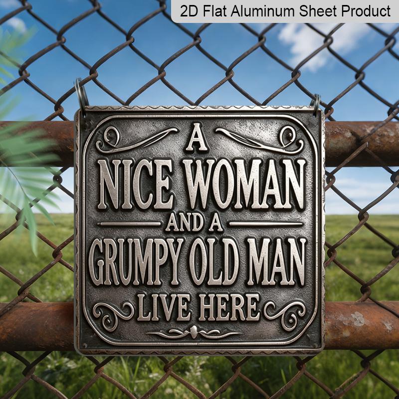 

2D Flat - 1pc, A Nice Woman & Grumpy Old Man Themed Retro Aluminum Sign, Outdoor Plaque & Wall Decoration, for Home Decor, Living Room Decoration 20*20cm