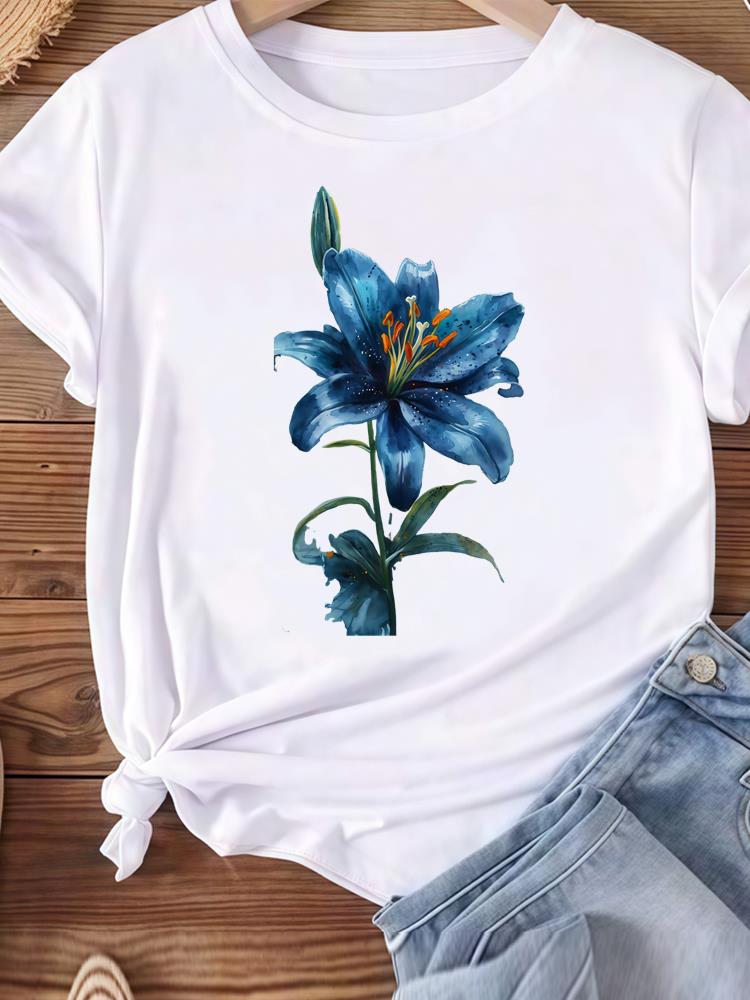 (Asian Size) Love Heart Butterfly Trend Women Tee Top Clothing Casual T Shirt Fashion Printed Lady Female Graphic  Short Sleeve T-shirts