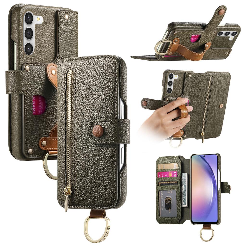For Samsung Galaxy S23+ Case RFID Blocking Zipper Wallet PU Leather Mobile Cover
