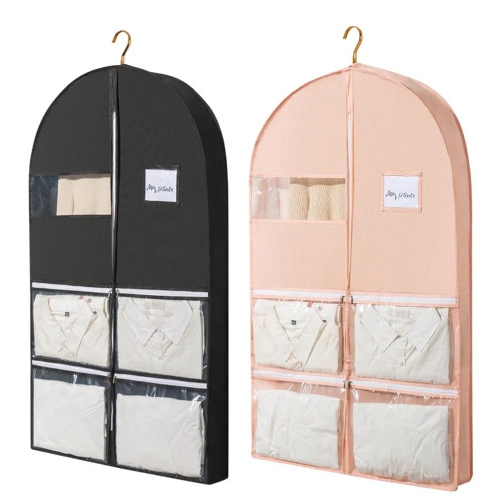 

Черные пылезащитные чехлы для одежды, 49-дюймовые протекторы для пальто, сумки для одежды со складками, удостоверения личности, сумки для дома