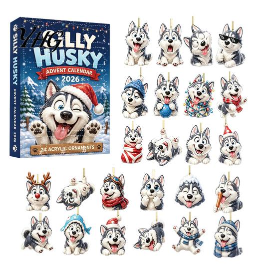 Decorative Gift for Christmas 24 Days Advent Calendar 2026, 2D Acrylic Reading Cats/Dogs/Forest Animals Miniature Animal Collectibles Ornament