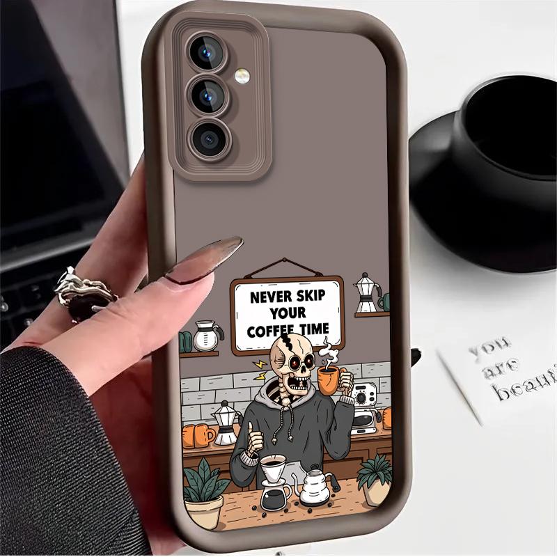 Skull Coffee Shop Case for Samsung Galaxy A53 A50 A50S A36 5G A35 A34 A33 A32 A30 A26 A24 A23 A22 A20 A16 A15 A14 A13 4G Cover
