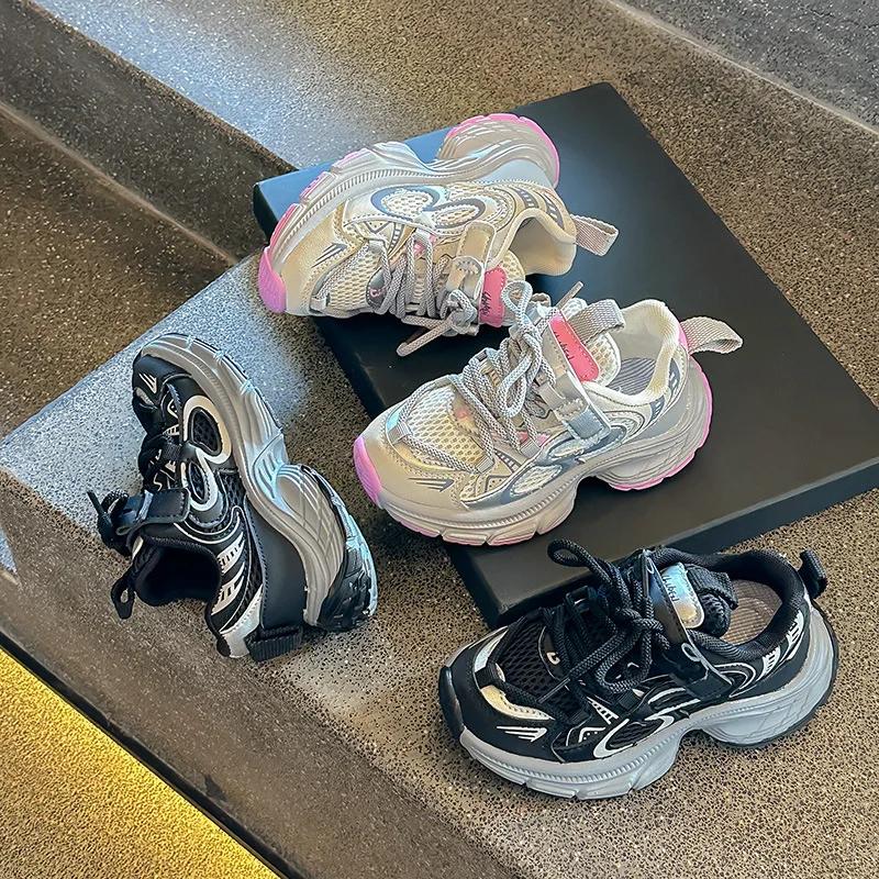 Детские кроссовки для девочек Массивные Детские Школьные Баскетбольные Кроссовки Сетчатые — фото 3