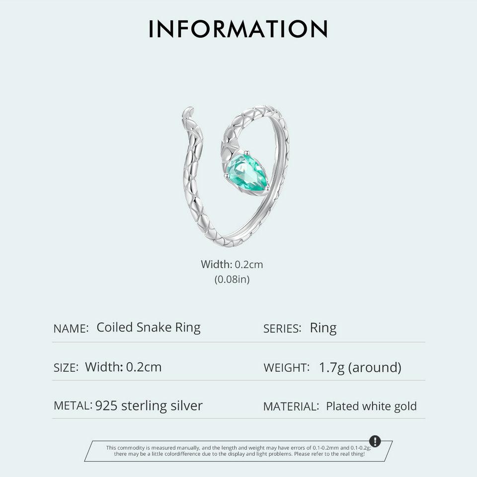 BAMOER 925 Sterling Silver Coiled Snake Ring Unique Design Ring With Formal Attire For Women Fine Jewelry Party