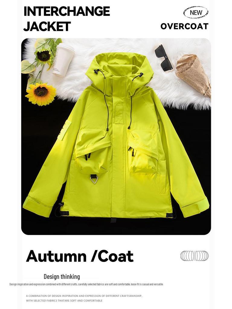 Men's Youth Casual Autumn 3D Multi-Pocket Windbreaker Jacket