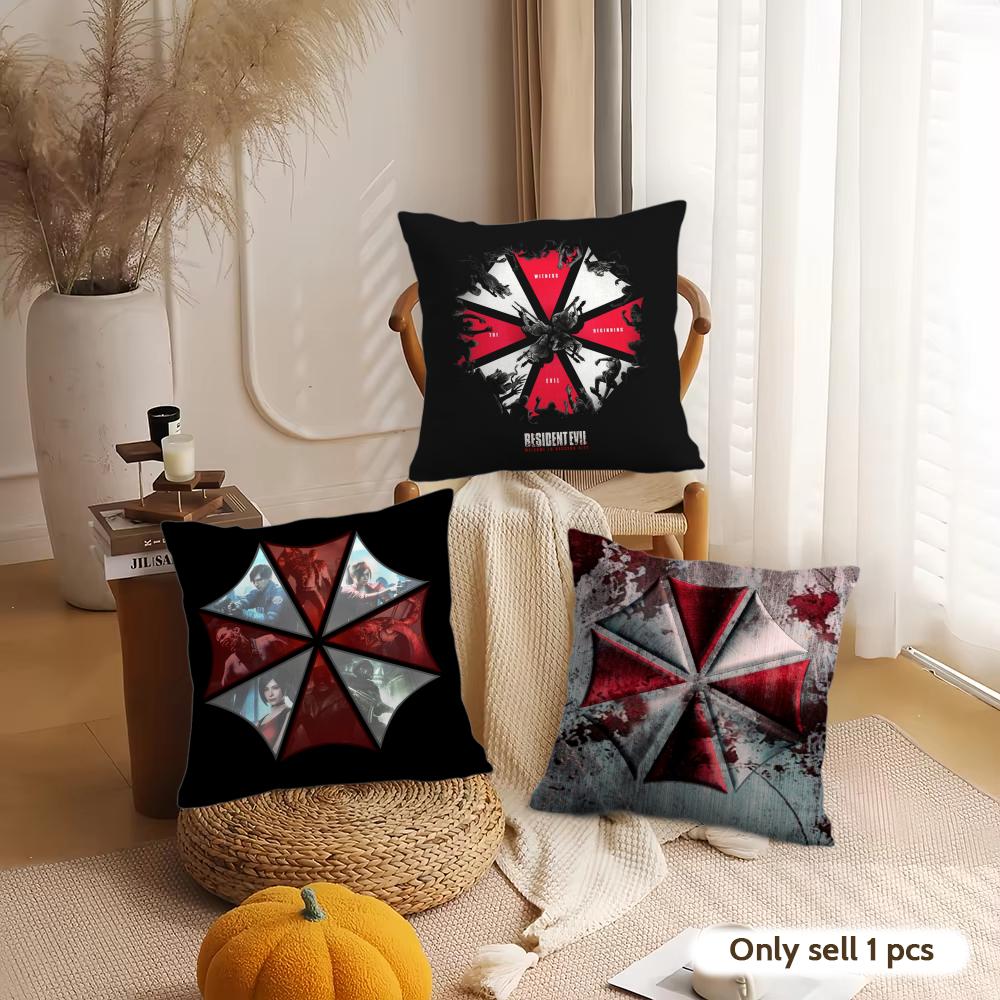 R-Resident E-Evil Cushion Cover Silky Short Plush Invisible Zipper Dustproof Sofa Pillow Case For Home Decor