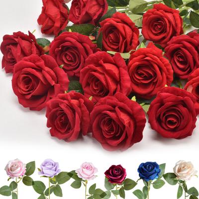 Artificial Rose Branch with Stem Home Wedding Party Faux Flower Floral Arrangement Indoor Outdoor Garden Decoration Photo Props