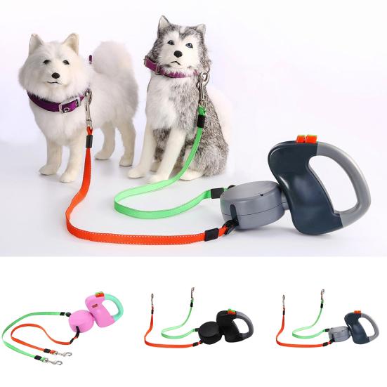 Dual Traction Ropes In One Design Auto Telescopic Puppy Dog Pet Walking Leash
