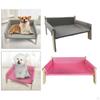 Cat Bed Elevated Hammock Pet Scratcher Wooden Frame Lounger with Soft Cloth Removable Cover Suitable