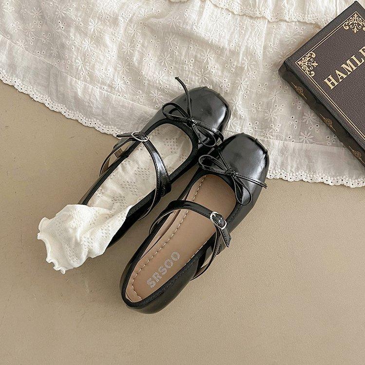 Soft leather version bow flat-soled small leather shoes women's 2025 spring new spring with skirt soft-soled Mary Jane single shoes