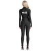 Women Policewoman Costume Long Sleeve Lapel Collar Zipper Bodysuit Uniform Belt Purse Dirty Cop Set