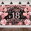 Decorazione per il 18° Compleanno Stendardo di Sfondo Oro Rosa Decorazione per Feste Sfondo Fotografico per Interni ed Esterni
