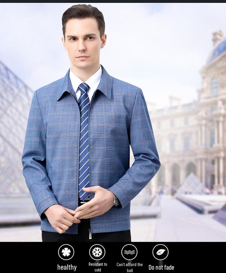 2024 Spring & Fall Men's Wool Lapel Jacket - Casual Business Coat for Middle-aged & Elderly