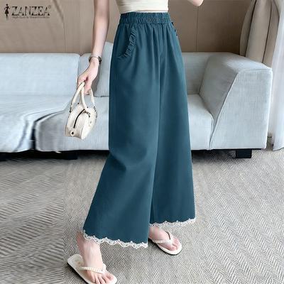 Women Casual Elastic Waist Loose Long Pants