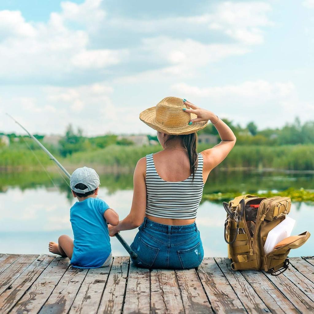 Aertiavty Fishing Backpack, Fishing Bag with Tackle Box, Compact Fishing Tackle Bag, Fishing Tackle Backpack with Rod Holder for Outdoor Sport