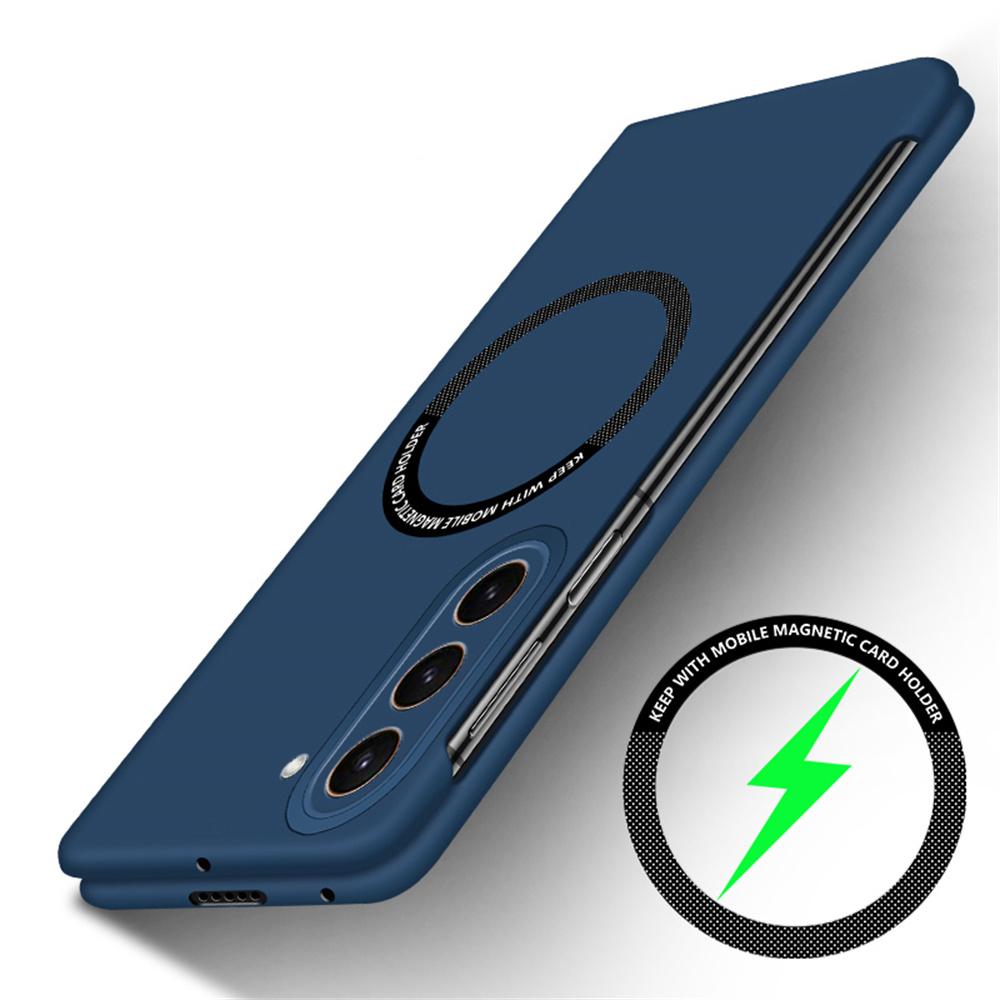 

Роскошный матовый ультратонкий чехол для беспроводной зарядки Magsafe Magnetic для Samsung Z Fold 5 Fold 4 Fold 3 Frameless Hard Pc Slim For Z Fold 4 тёмно-синий