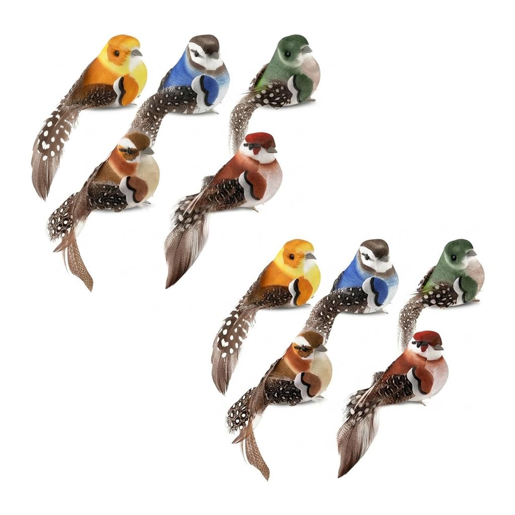 Decorative Artificial Bird Set 10Pcs 5Styles With Clips For Home Wedding Decoration