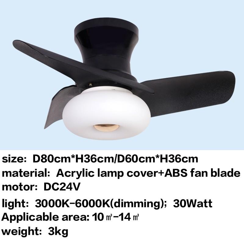 24" 32" DC Motor Small Ceiling Fan Lamp Electric Ceiling Fan With Light Bedroom  LED Tricolor Dimming Lighting Fan