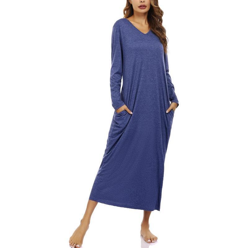 Women's Long-Sleeve Cotton Nightgown Pajamas