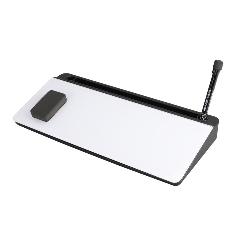 2-in-1 Sleek Compact Glass Desk Whiteboard with Built-in Storage Modern Tempered  Desktop Organizer  Keyboard Holder Efficient
