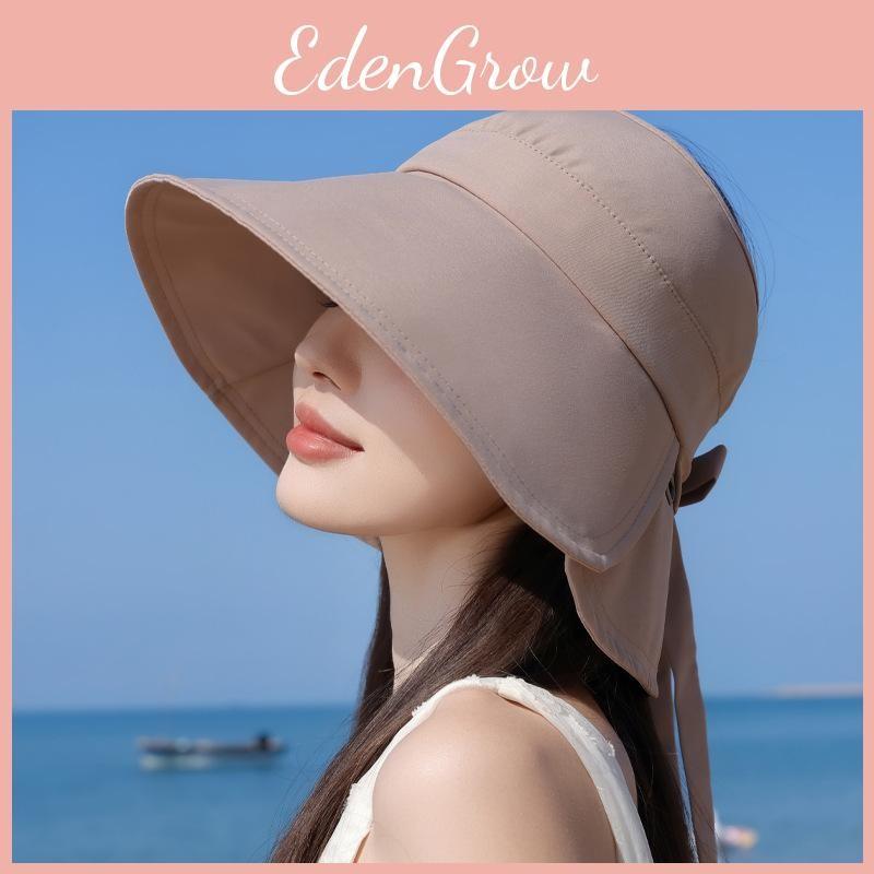 Wide Summer Brimmed Sun Protection Hat With Bow Decoration For Daily Outdoor