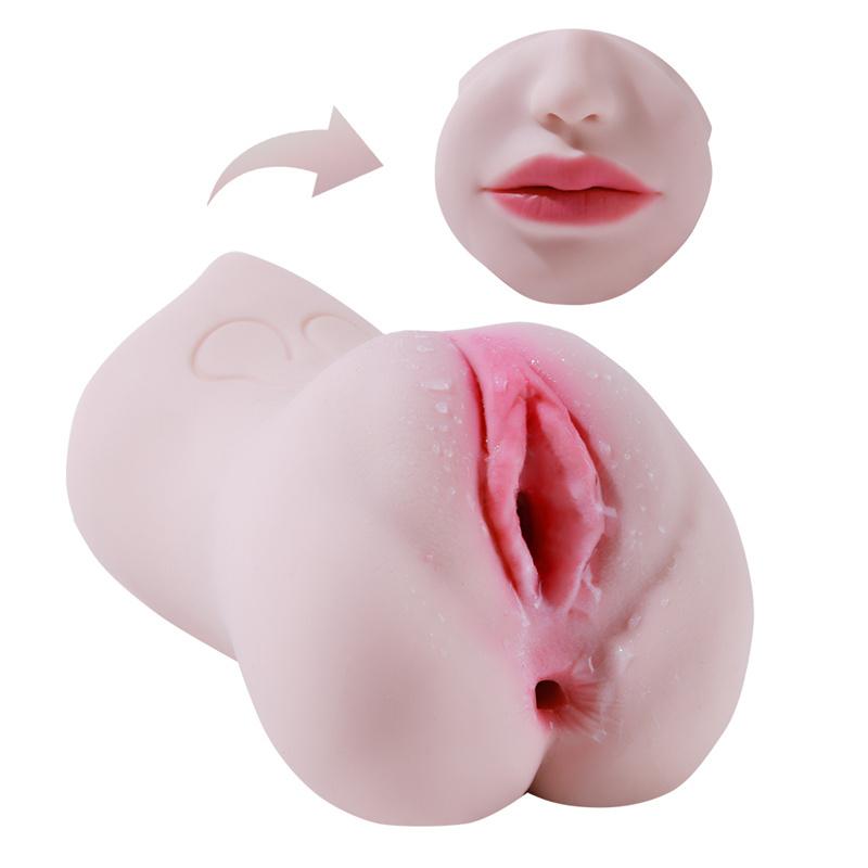 3in1 Realistic 3D Vagina Anal Plug Mouse Male Masturbator Cup Adult Sex Doll for Men Airplane Cup