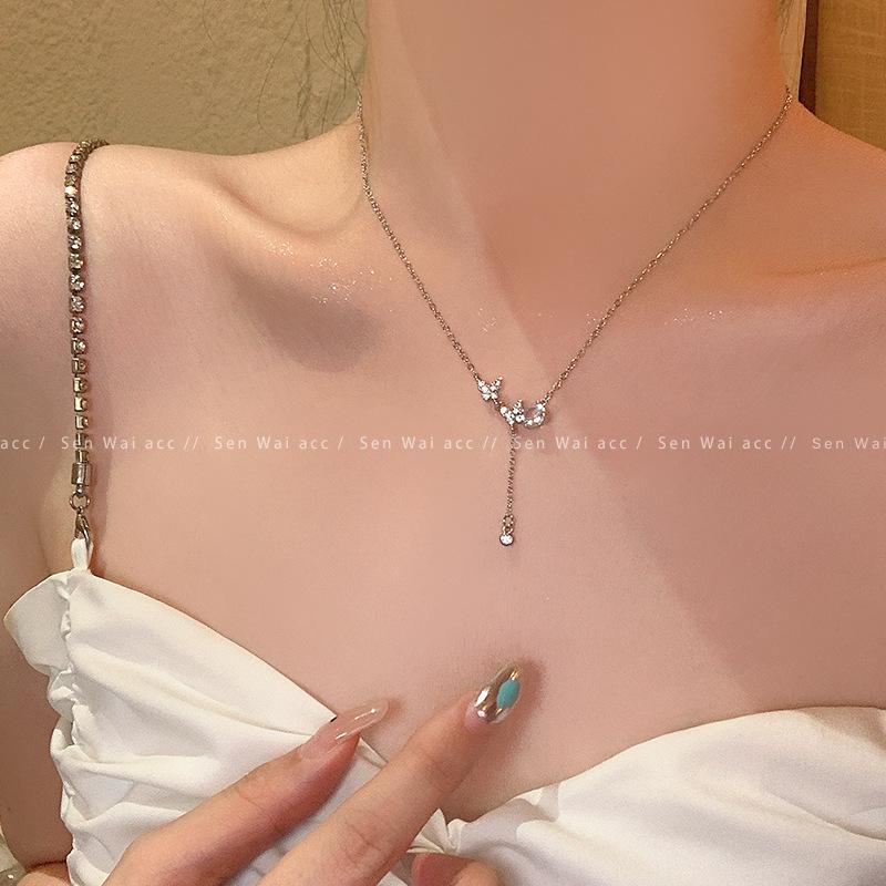 

Butterfly tassel necklace women s light luxury niche design sense collarbone chain gentle temperament
