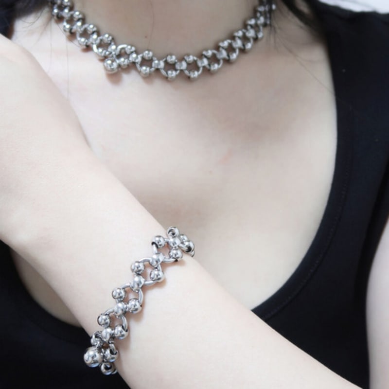 821WEBSERVICE circle bold chain necklace