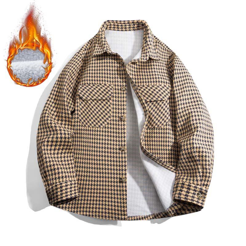 Herbst- und Wintermode Verdickte karierte Woll-Lammfelljacke Lockeres Oberteil