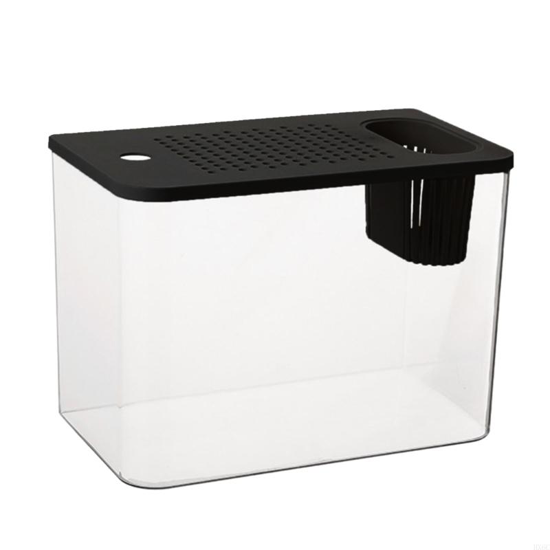 

Shatterprevent Fish Bowl Plastic Fishtanks With AntiJump Lid Water Plant Holder HX6C чорний