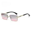 New borderless sliced fashion sunglasses European and American personalized leopard decoration personalized trimmed PC sunglasses