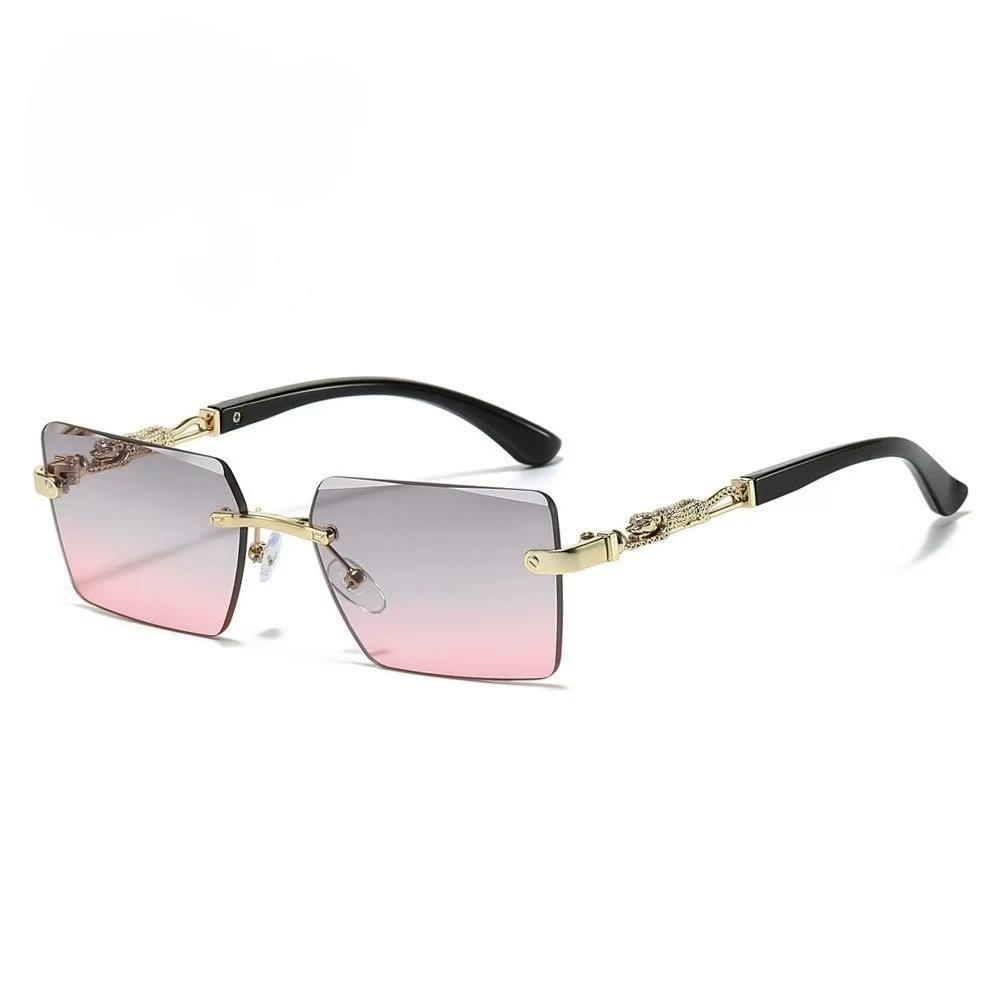 New borderless sliced fashion sunglasses European and American personalized leopard decoration personalized trimmed PC sunglasses