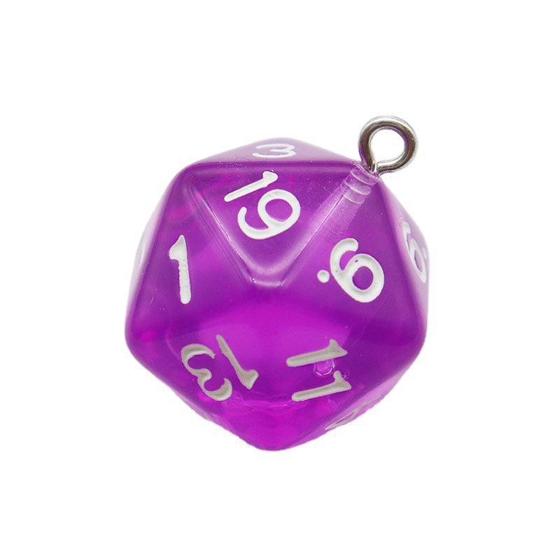 20-Sided Transparent Dice Charm Set: Solid Color, Multifunctional Accessories for Keychains, Earrings, and DIY Projects
