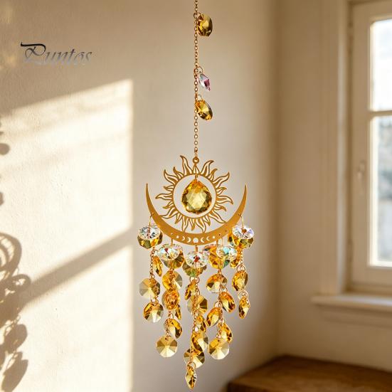 Hängender Balkon-Schmuck Bunte Kristalle Sonnenfänger, Sonnenfänger für Fenster, Windspiele mit Kette, Dekorative Kristall-Anhänger Prisma Regenbogen-Macher