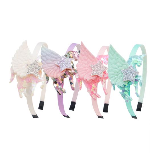 Mädchen Stirnband Dreidimensional Leicht Unicorn Wings Design Stirnband mit Pailletten Stern Dekoration Auftritte Halloween Kostüm Haar Accessoire